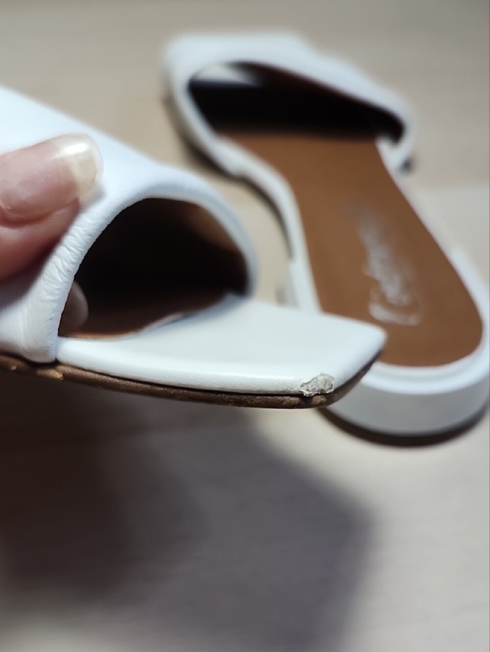L'INTERVALLE White leather low block heel slide sandals - Picture 7 of 9